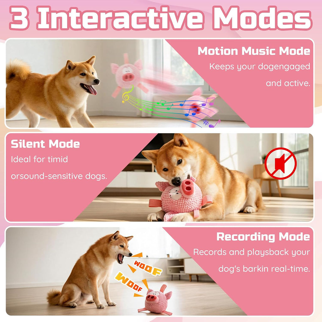 Juguete interactivo para perros en movimiento, juguete recargable para perros con modos de grabación y música, juguete automático para perros pequeños, medianos y grandes para aliviar la