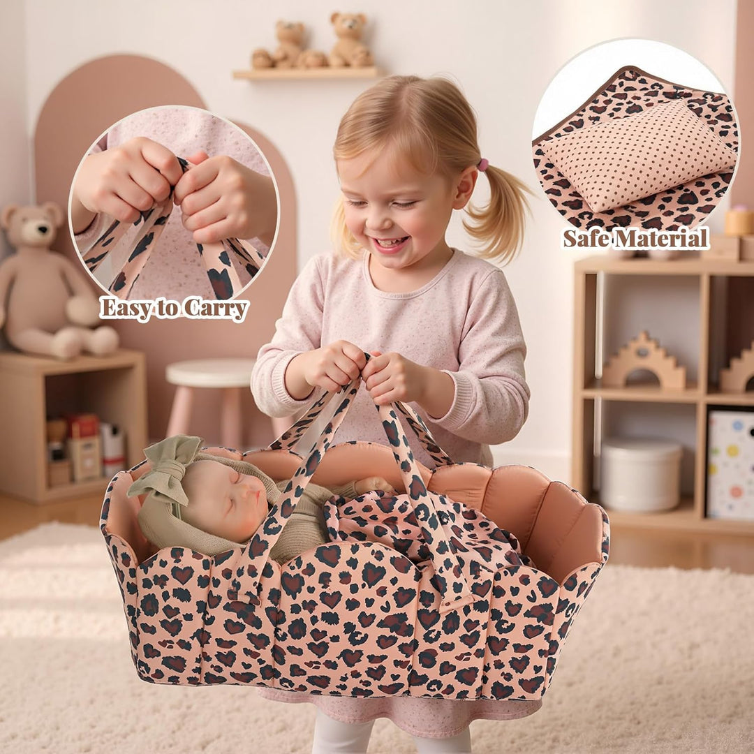 BABESIDE Juego de 3 piezas de moisés para muñeca con ropa de cama p...