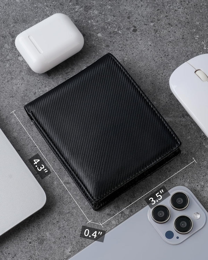 Cartera de piel auténtica para hombre, con bloqueo RFID, con 12 ran...
