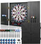 Set de Tablero de Dardos Electrónico con Gabinete, Tablero de Dardos con Luz Color para 8 Jugadores