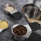 Juego de 16 tazas y cucharas medidoras magnéticas, juego de 7 tazas medidoras magnéticas de acero inoxidable y cucharas medidoras magnéticas con nivelador para ingredientes líquidos secos (7, negro)