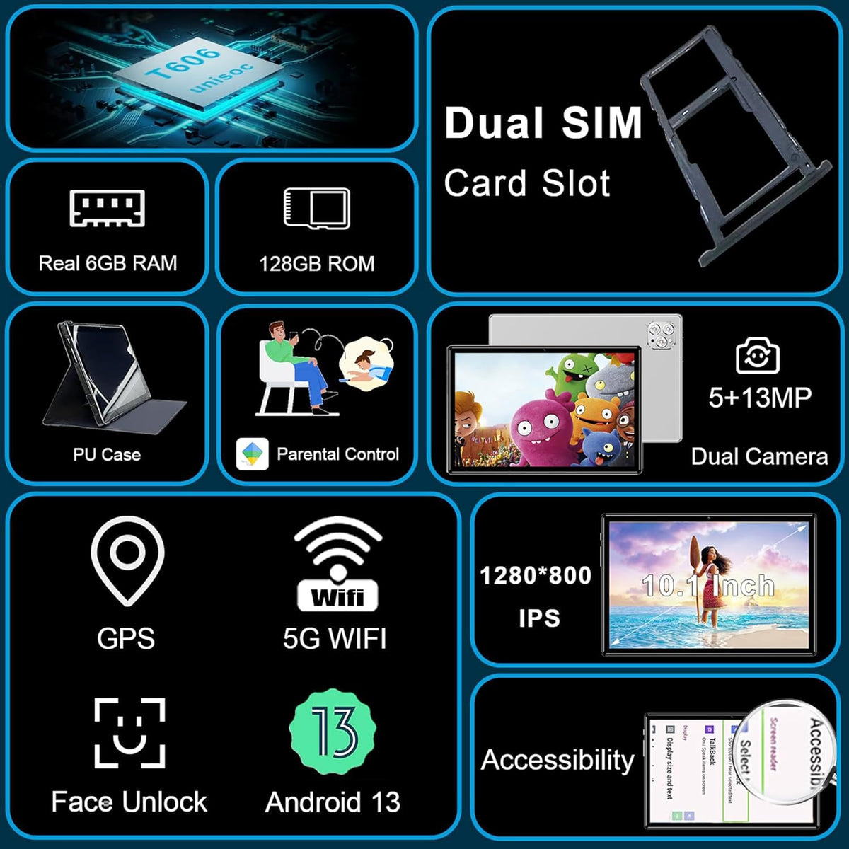 Tabletas Android 13 con ranura para tarjeta SIM, tableta grande de...