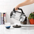 OXO Hervidor eléctrico de vidrio, inalámbrico, de acero inoxidable