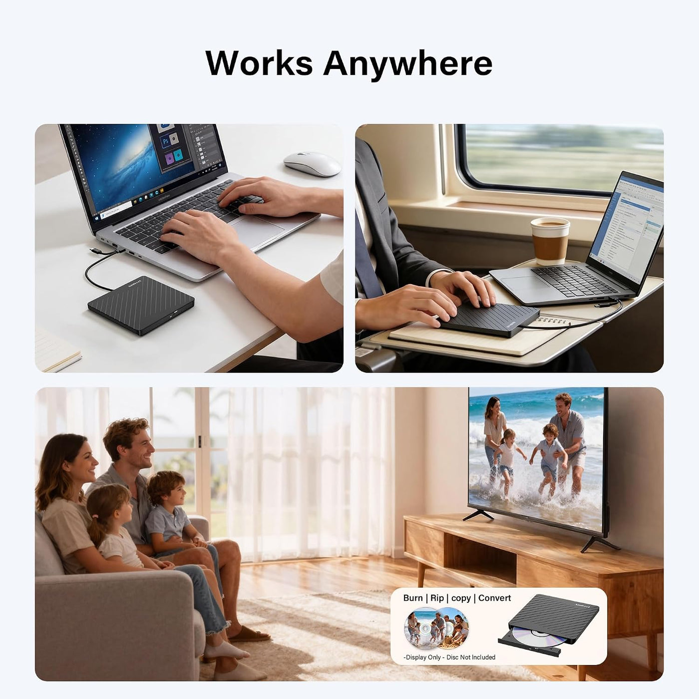 Amicool - Grabador externo USB-C USB 3.0 de CD\/DVD para computador...
