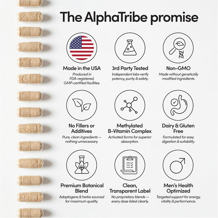 Alpha Tribe Multivitamínico para hombres con musgo marino, aceite d...