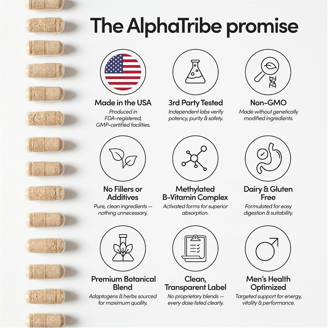 Alpha Tribe Multivitamínico para hombres con musgo marino, aceite d...