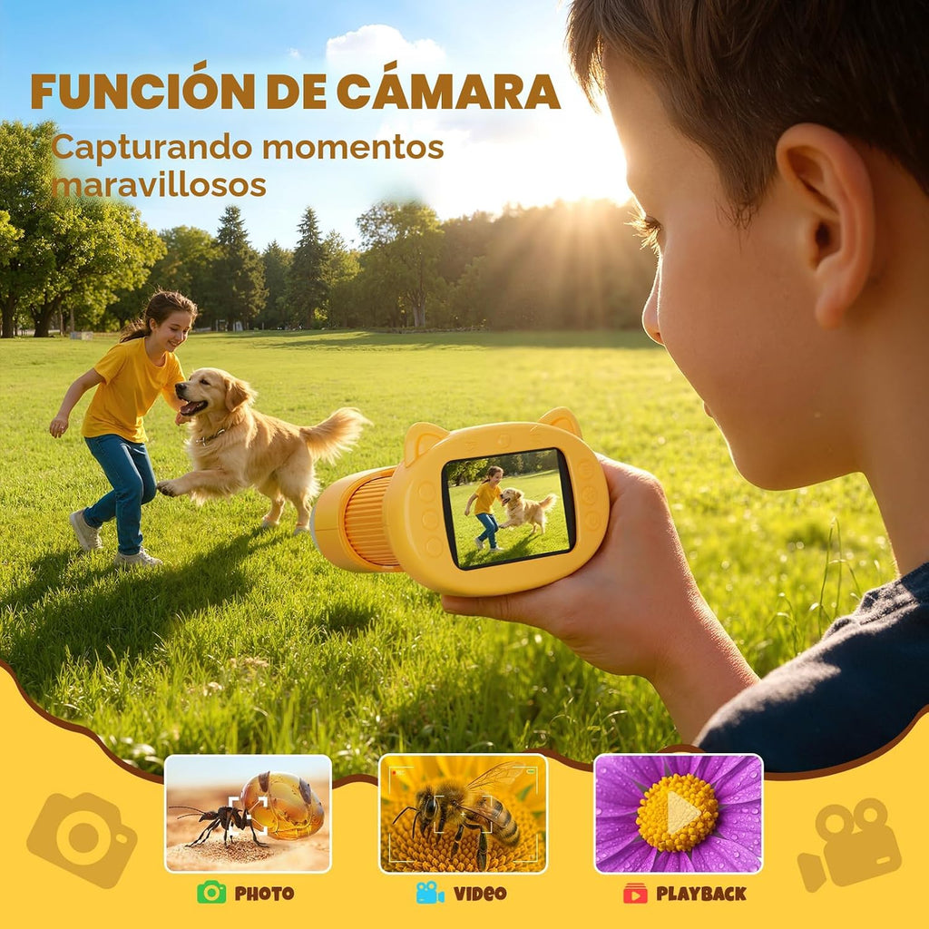 Microscopio digital 1000x para niños, kits de ciencia juguete STEM para niños y niñas 3-12