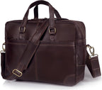 Maletín de cuero prémium para hombres y mujeres, bolsa para laptop de 16 pulgadas, color marrón, ideal para el trabajo, viajes y uso diario