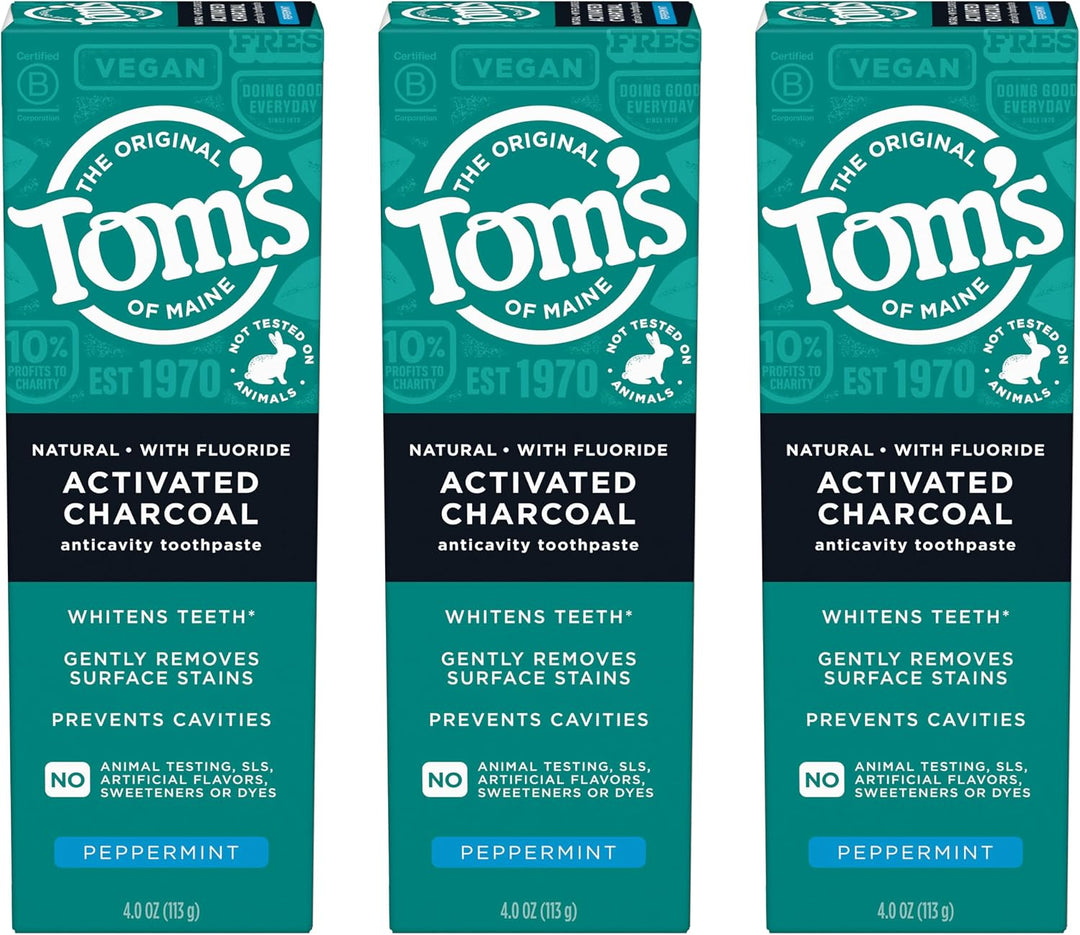 Tom's of Maine Pasta de dientes con flúor de carbón activado, p...