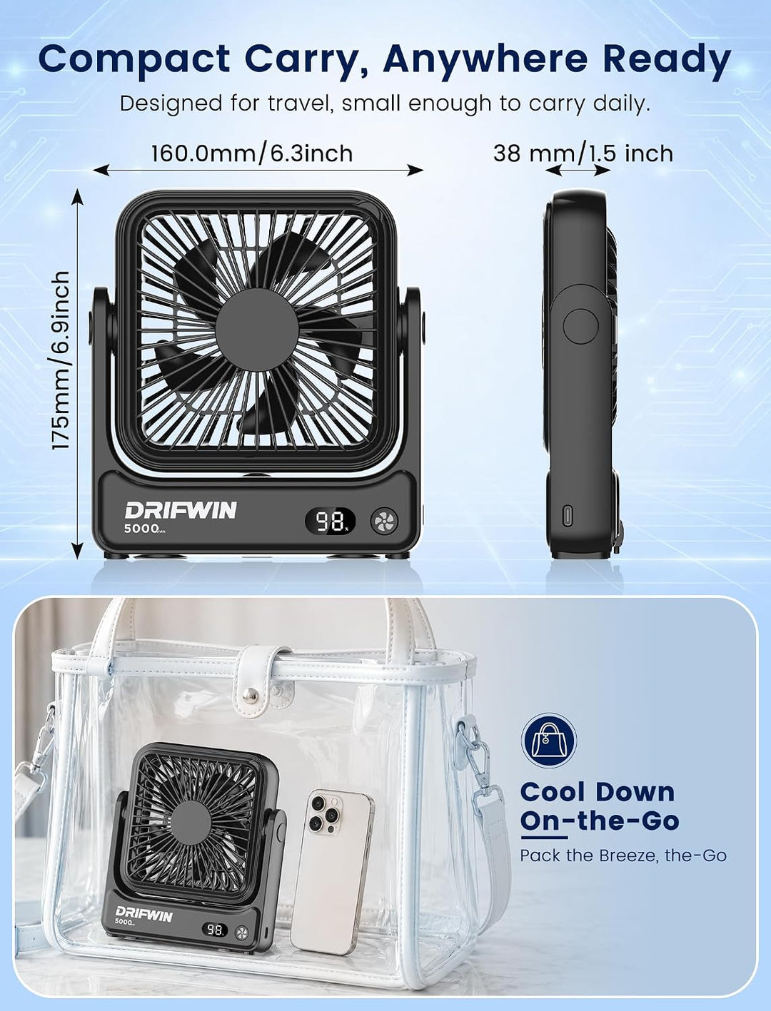 DRIFWIN Ventilador magnético aprobado por crucero, ventilador de vi...