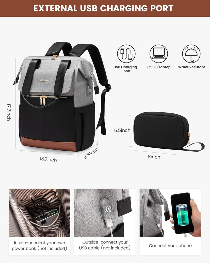 LOVEVOOK Mochila para laptop para mujer, mochila de trabajo convert...