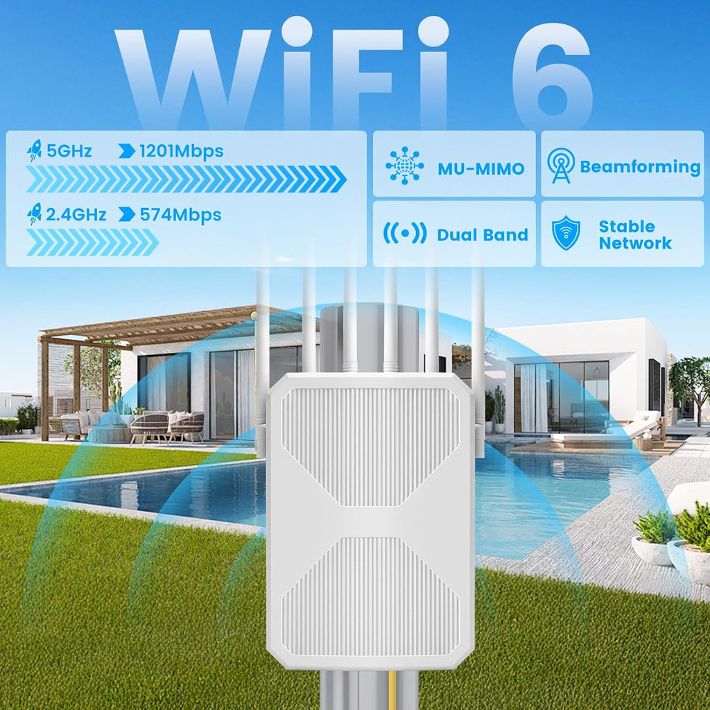 Extensor WiFi al aire libre de largo alcance, AX1800 WiFi Extensor al aire