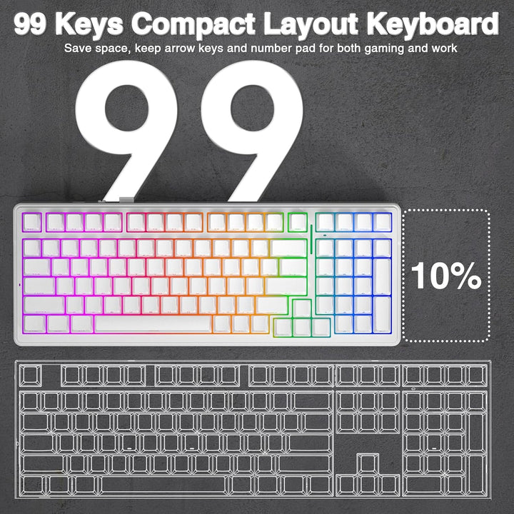 AULA Teclado mecánico inalámbrico F99, triple modo (BT5.0\/2.4GHz\/...