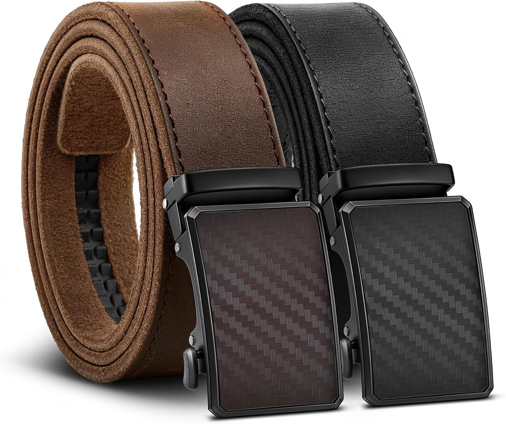 BULLIANT Cinturón de trinquete de grano completo para hombre, 2 unidades