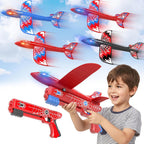 Paquete de 4 lanzadores de aviones de espuma para niños de 4 a 8 años