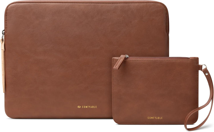 Comfyable Funda de piel para laptop con funda para accesorios, comp...