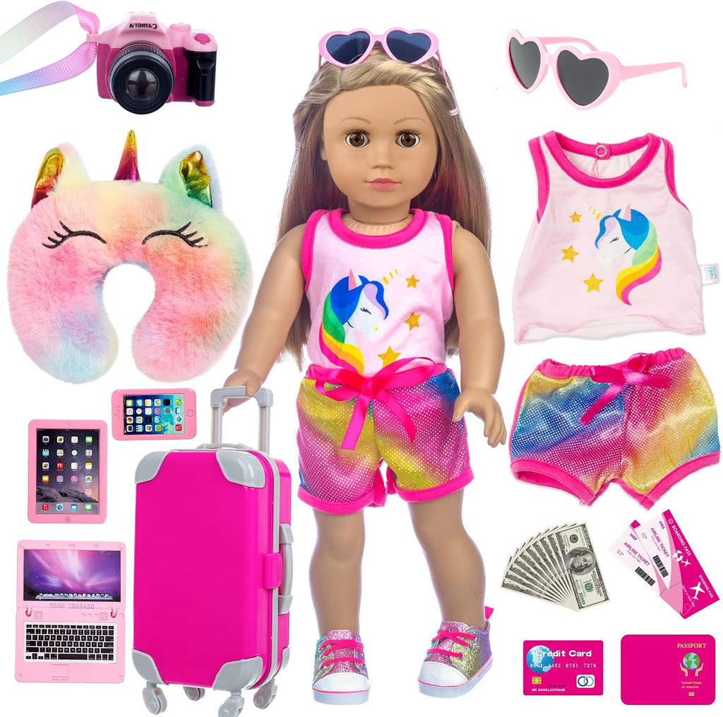 XFEYUE Juego de 23 piezas de ropa y accesorios para muñecas americanas de
