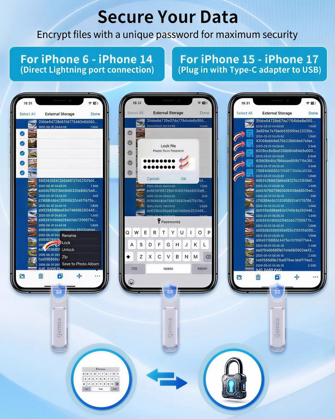 Memoria externa de 256 GB con certificación MFi para iPhone, almace...