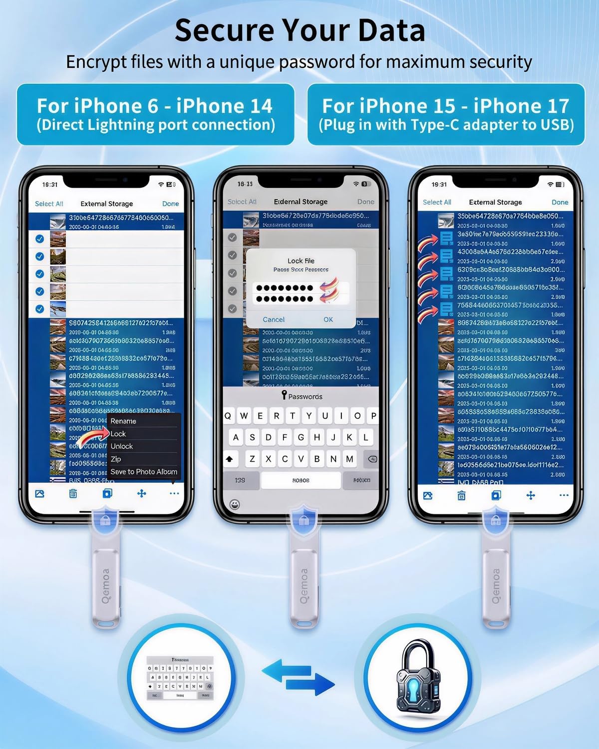Memoria externa de 256 GB con certificación MFi para iPhone, Gris