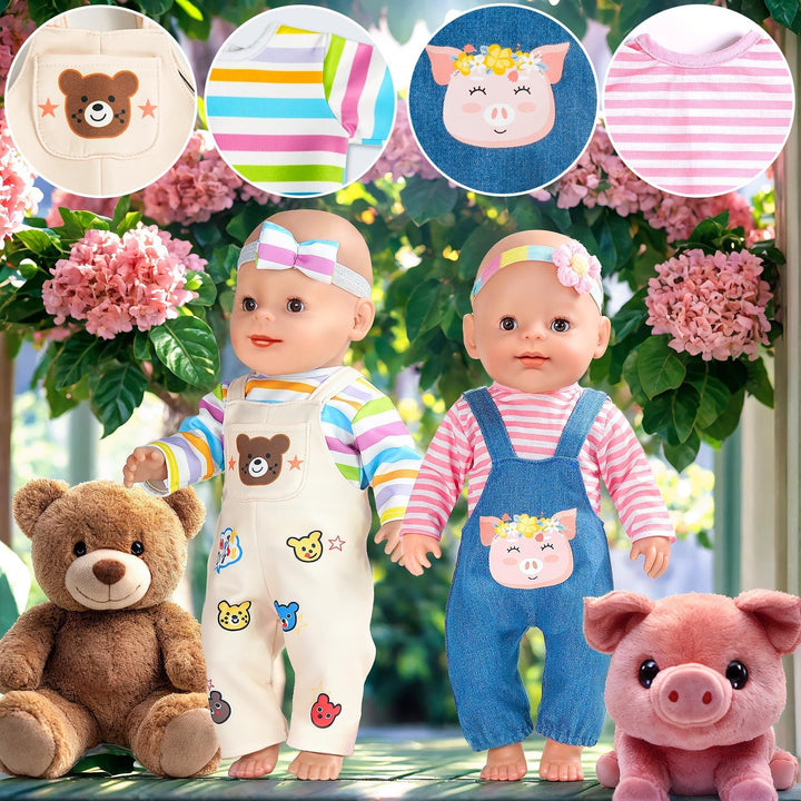 WONDOLL 6 juegos de accesorios y ropa para muñeca de bebé de 14-16...