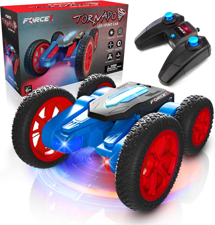 Force1 Tornado Red LED - Auto de control remoto para niños de doble...