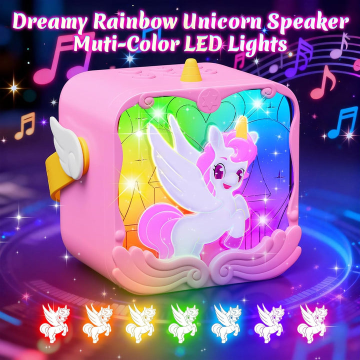 Máquina de karaoke de unicornio con alas y luces de castillo, 2 mic...