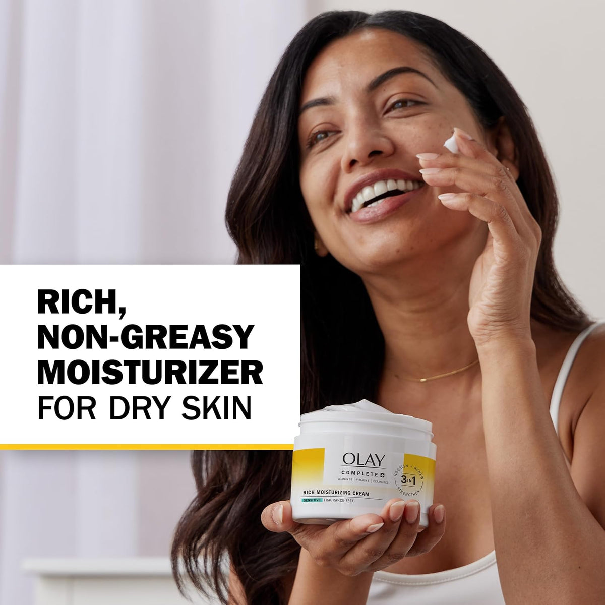 Olay Hidratante facial, crema hidratante completa + rica sin fragan...