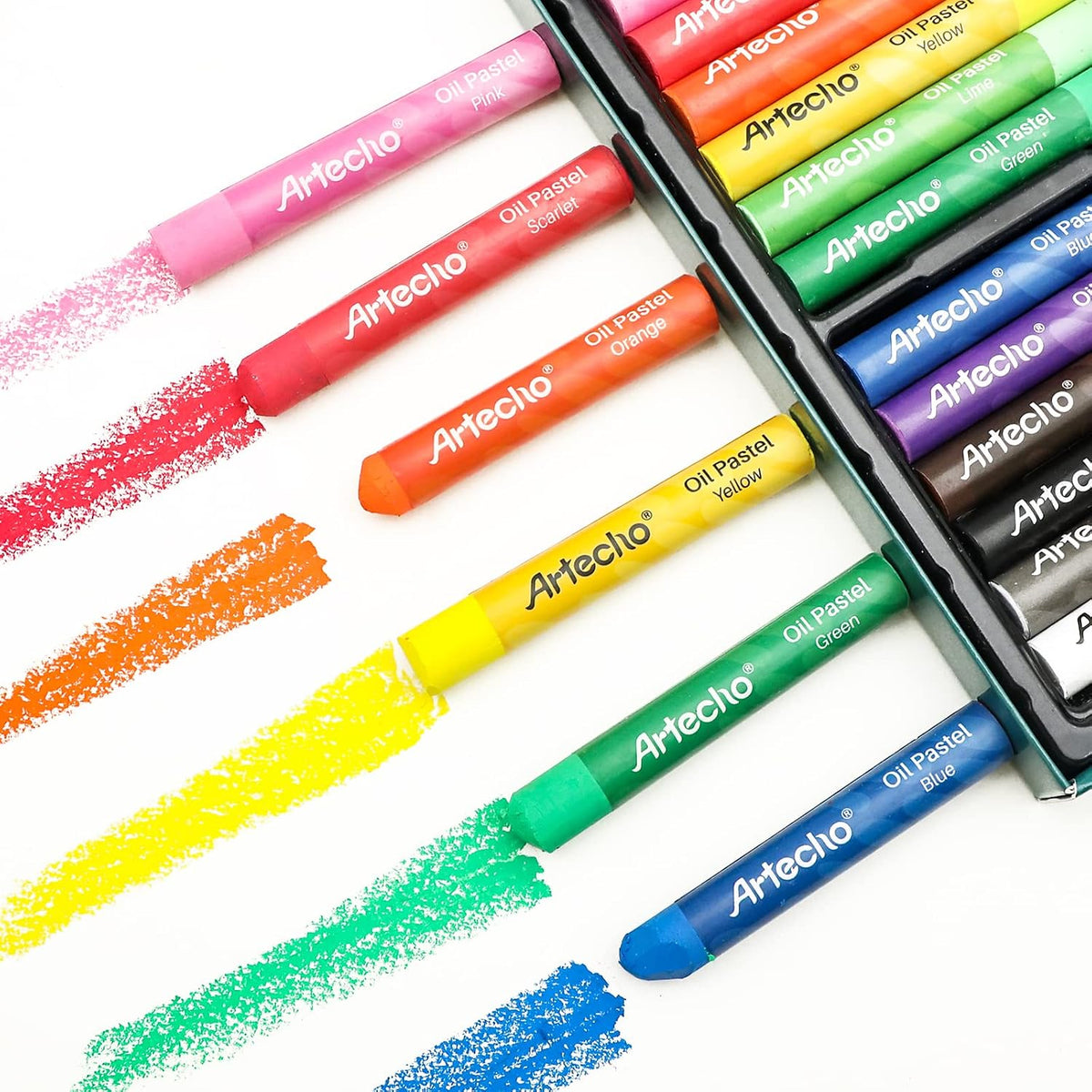 Artecho Juego de pasteles al óleo de 48 colores y 66 piezas de pasteles suaves