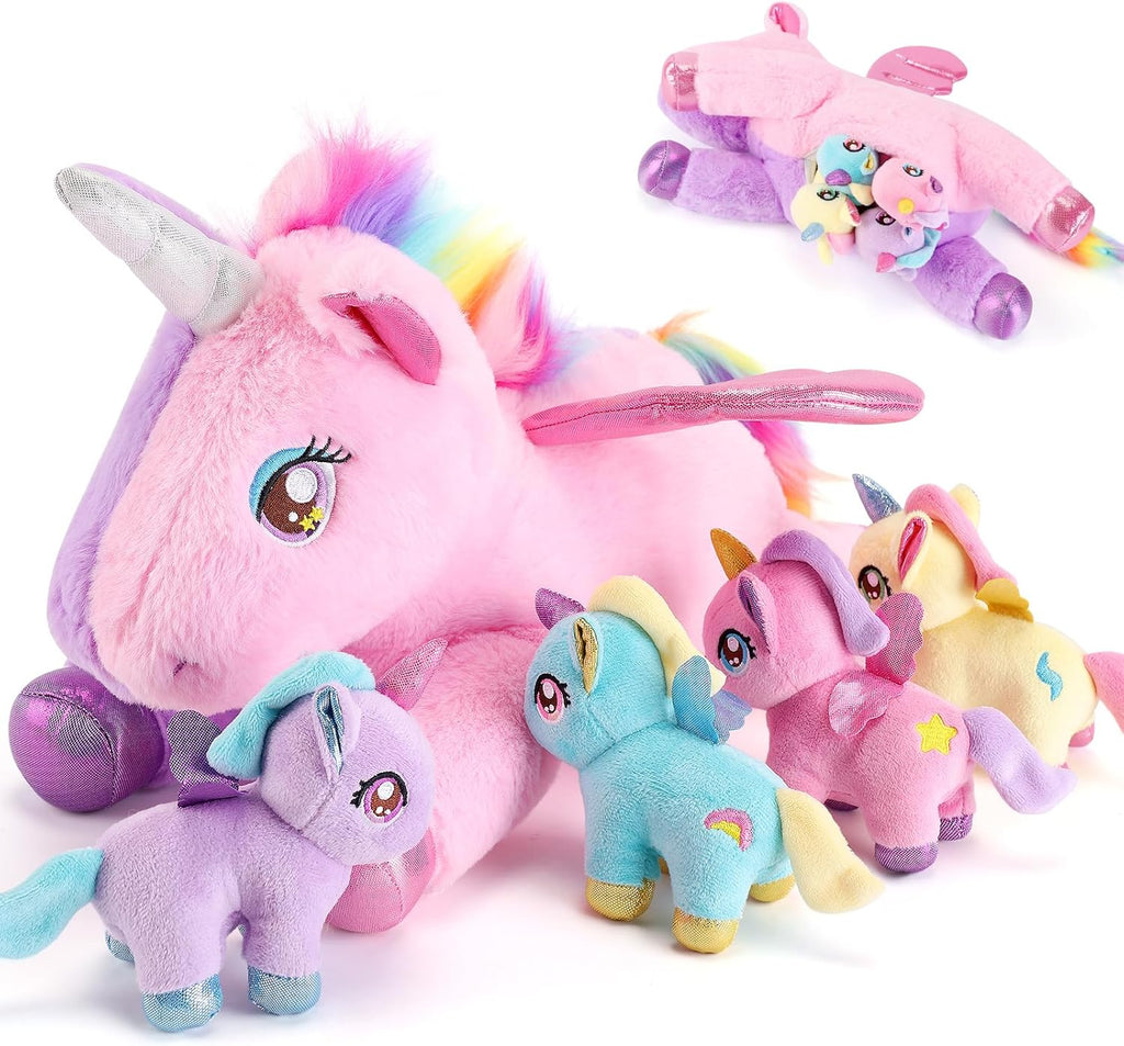 gnomantic Animales de peluche de unicornio con bebés en el interior