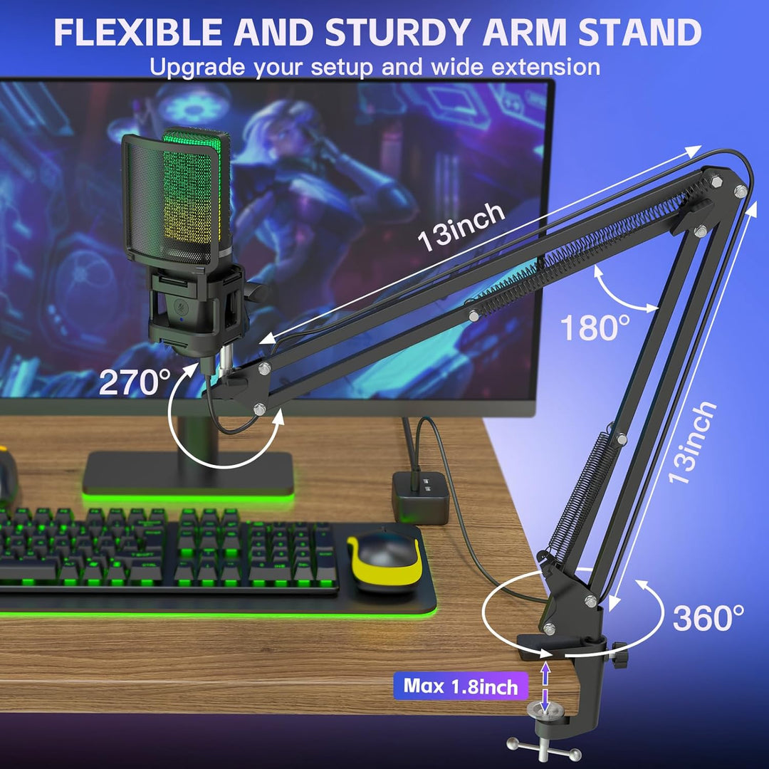 ZealSound Micrófono USB para Juegos, Micrófono Condensador con Canc...