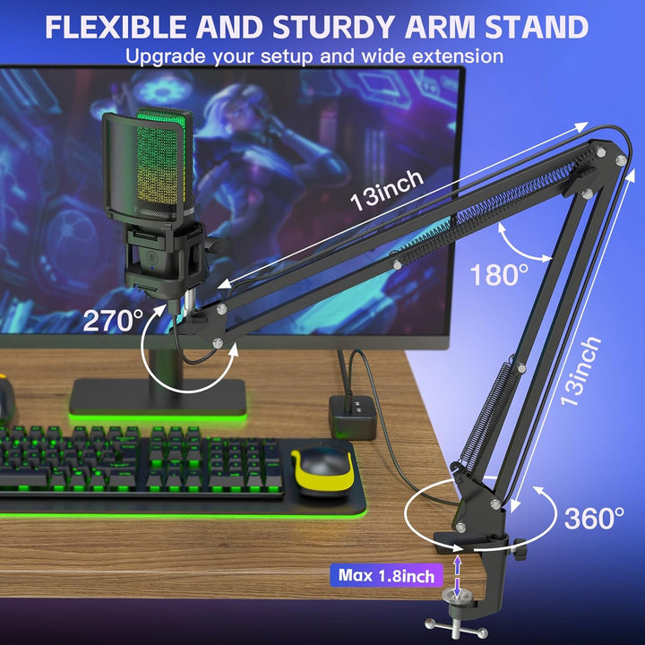 ZealSound Micrófono USB para Juegos, Micrófono Condensador con Canc...