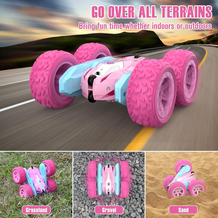 NUOKE Automóvil a control remoto, camiones RC rosas para niñas, cam...
