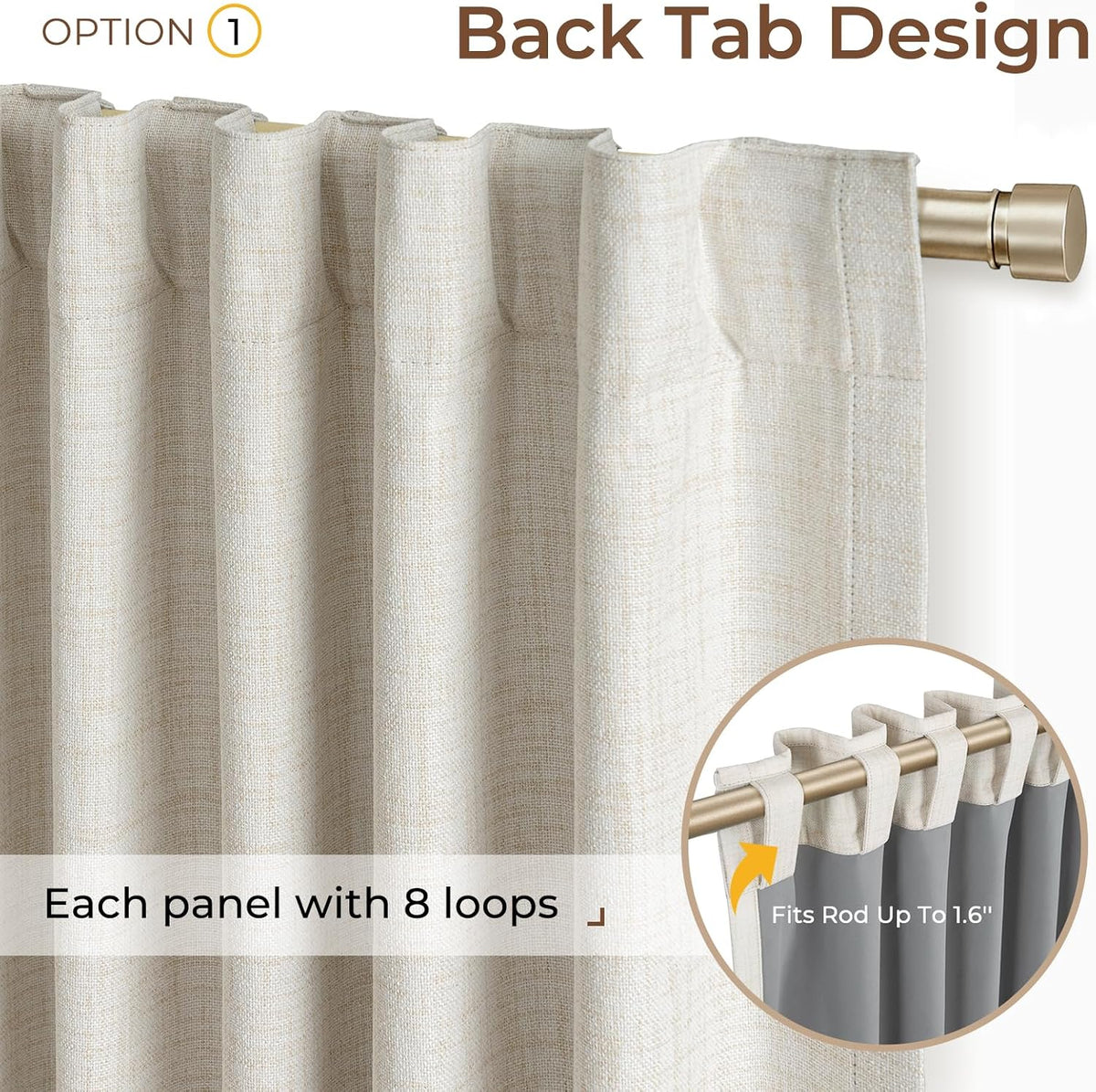 INOVADAY Juego de 2 paneles de cortinas 100% opacas de 84 pulgadas de largo, con pestaña trasera, bolsillo para barra, cortinas opacas de lino para dormitorio, cortinas de ventana con aislamiento