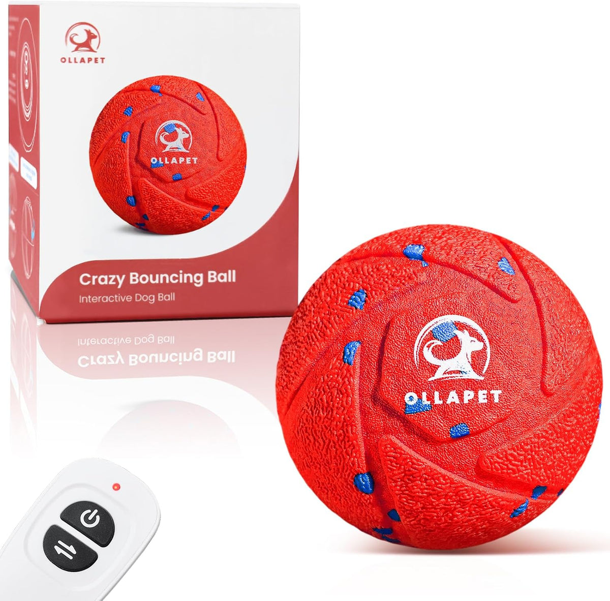 Smart - Pelota interactiva de juguetes para perros, bola de rebote y rodamiento automático, material de E-TPU resistente a las masticaciones, 3 modos interactivos, IPX7 impermeable
