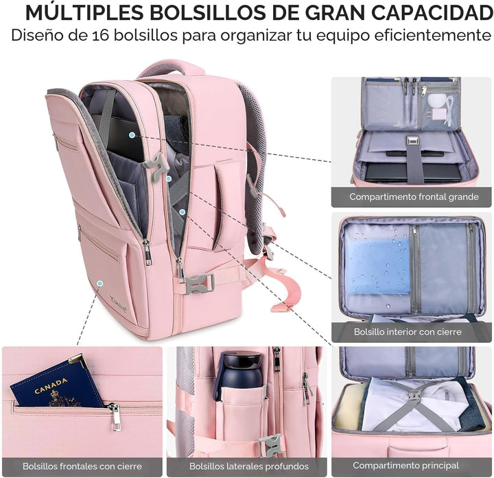 BALEINE Mochila de viaje para mujeres y hombres, mochila grande y r...