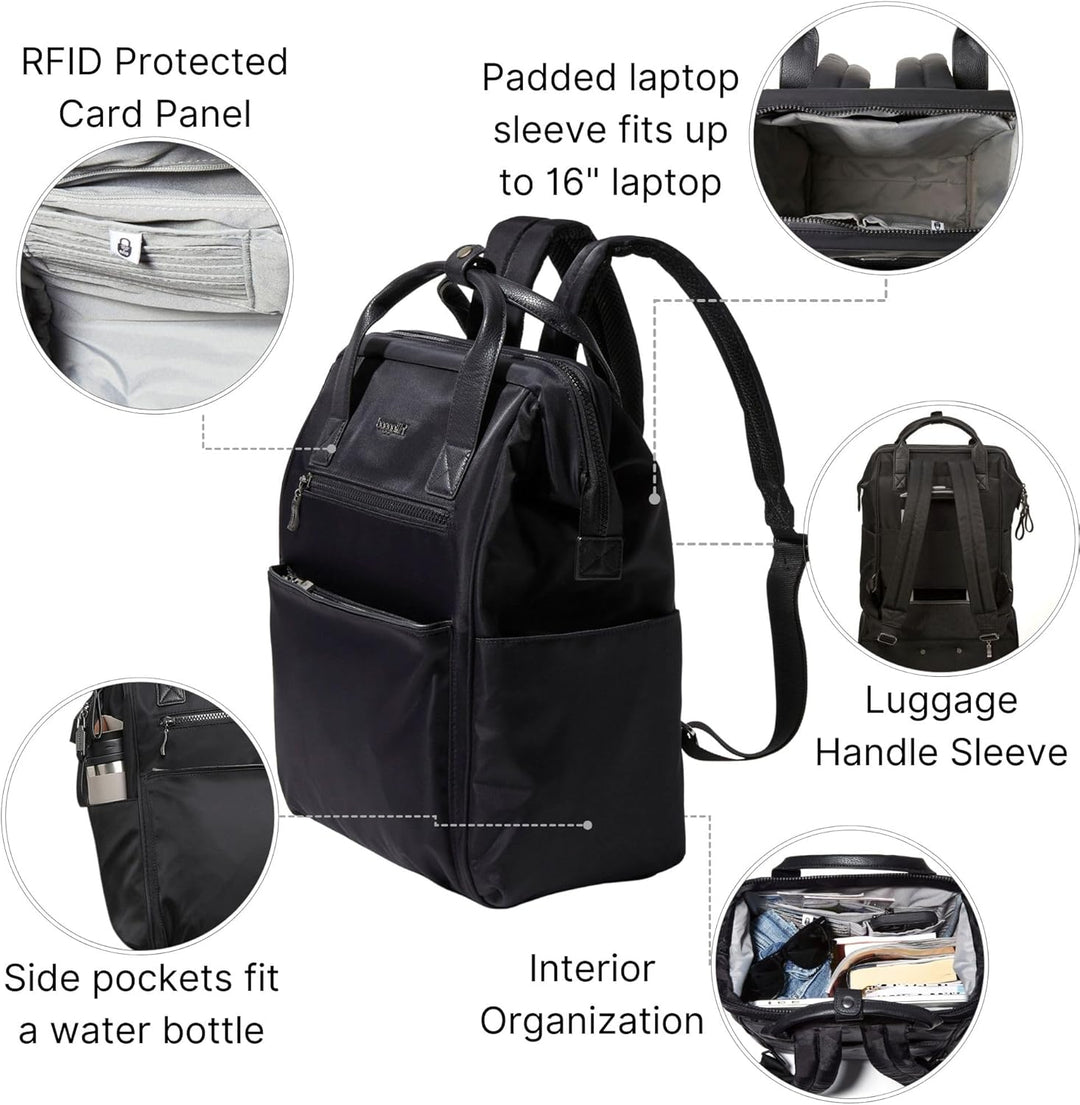 Baggallini Mochila Soho para mujer, Negro, talla única