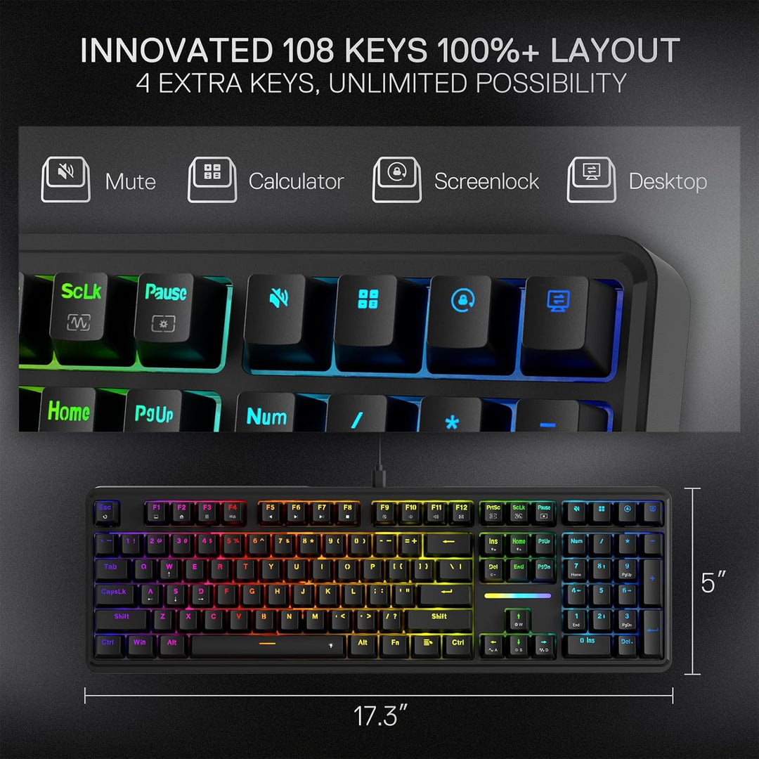 Redragon K745 Teclado Gaming RGB con Cable y Junta, Teclado Mecánic...