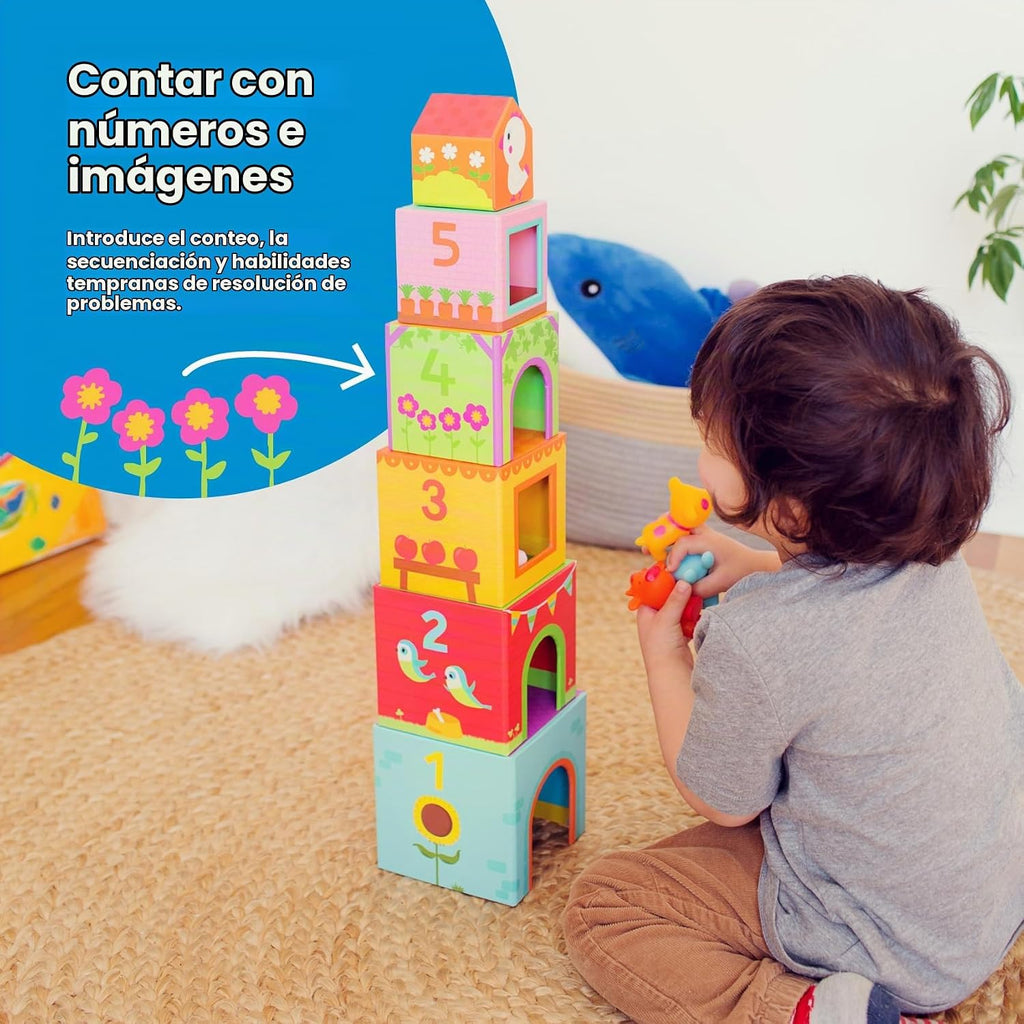 Cubos apilables Djeco Topanifarm (12 unidades)