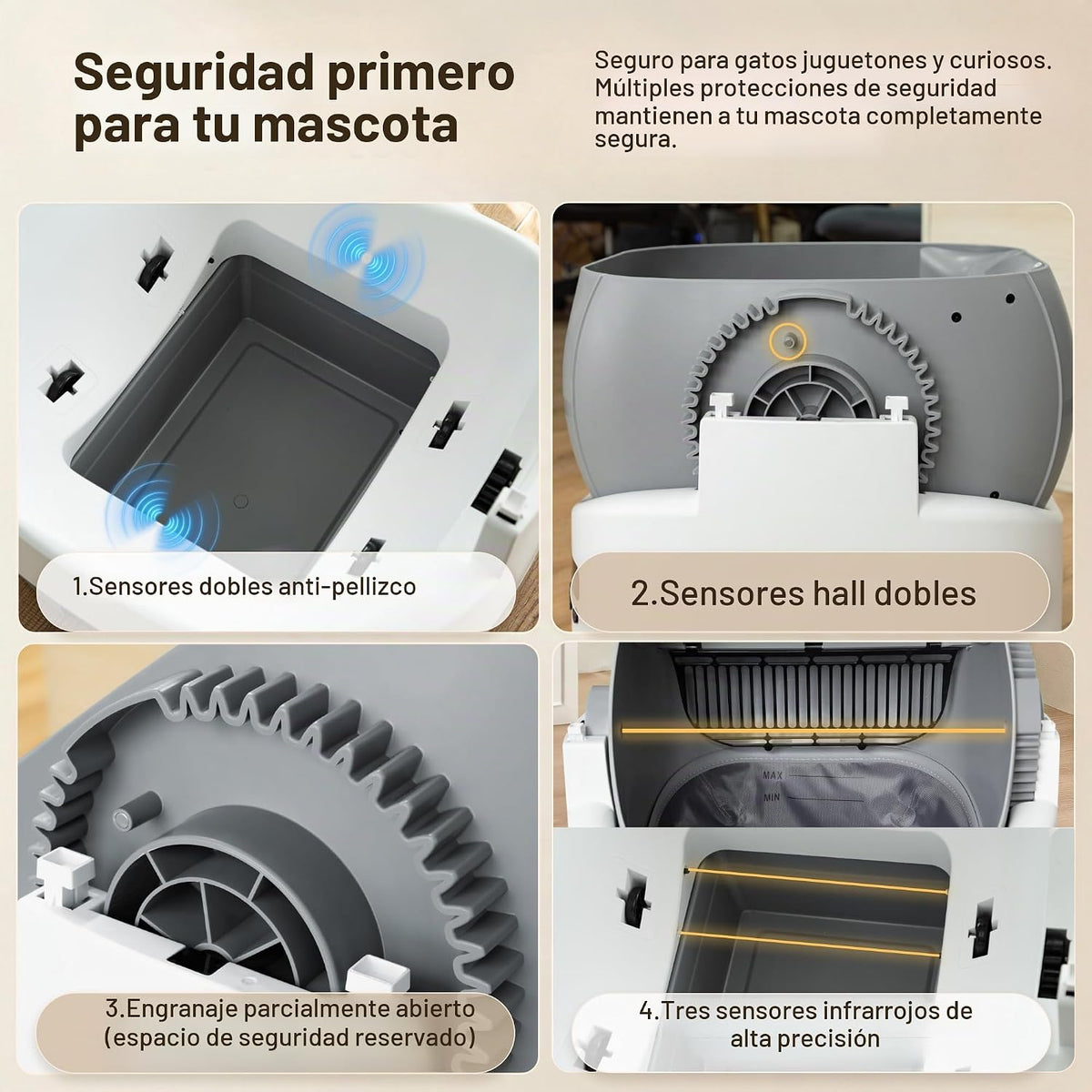 WARCAT Caja de arena automática, parte superior abierta, cerradura para