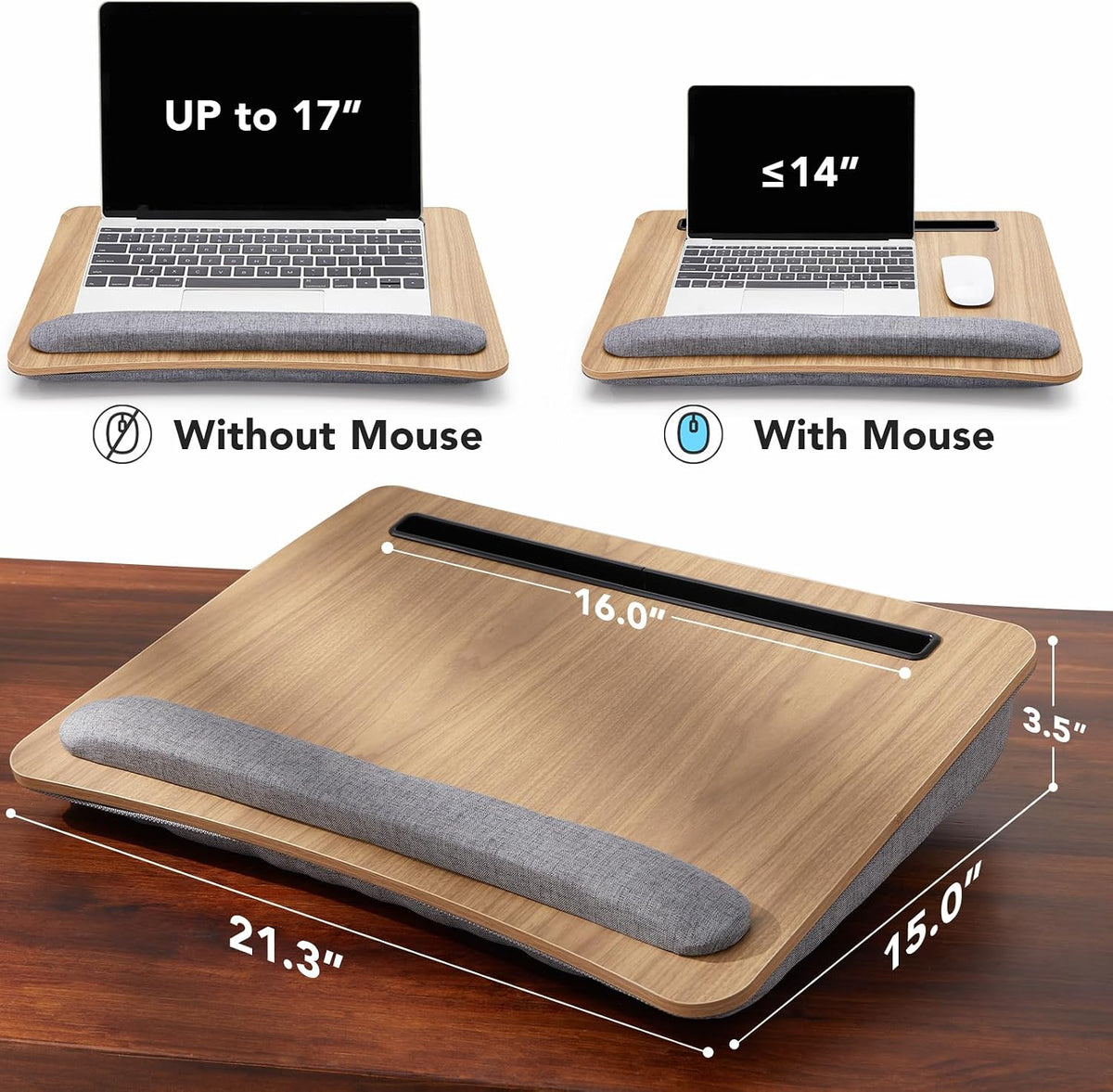 HUANUO Escritorio de regazo para laptop con cojín, apto para portátiles de