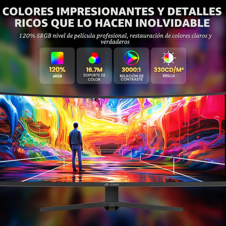 CRUA - Monitor curvo ultra ancho DQHD de 49 pulgadas y 165 Hz, 1500...