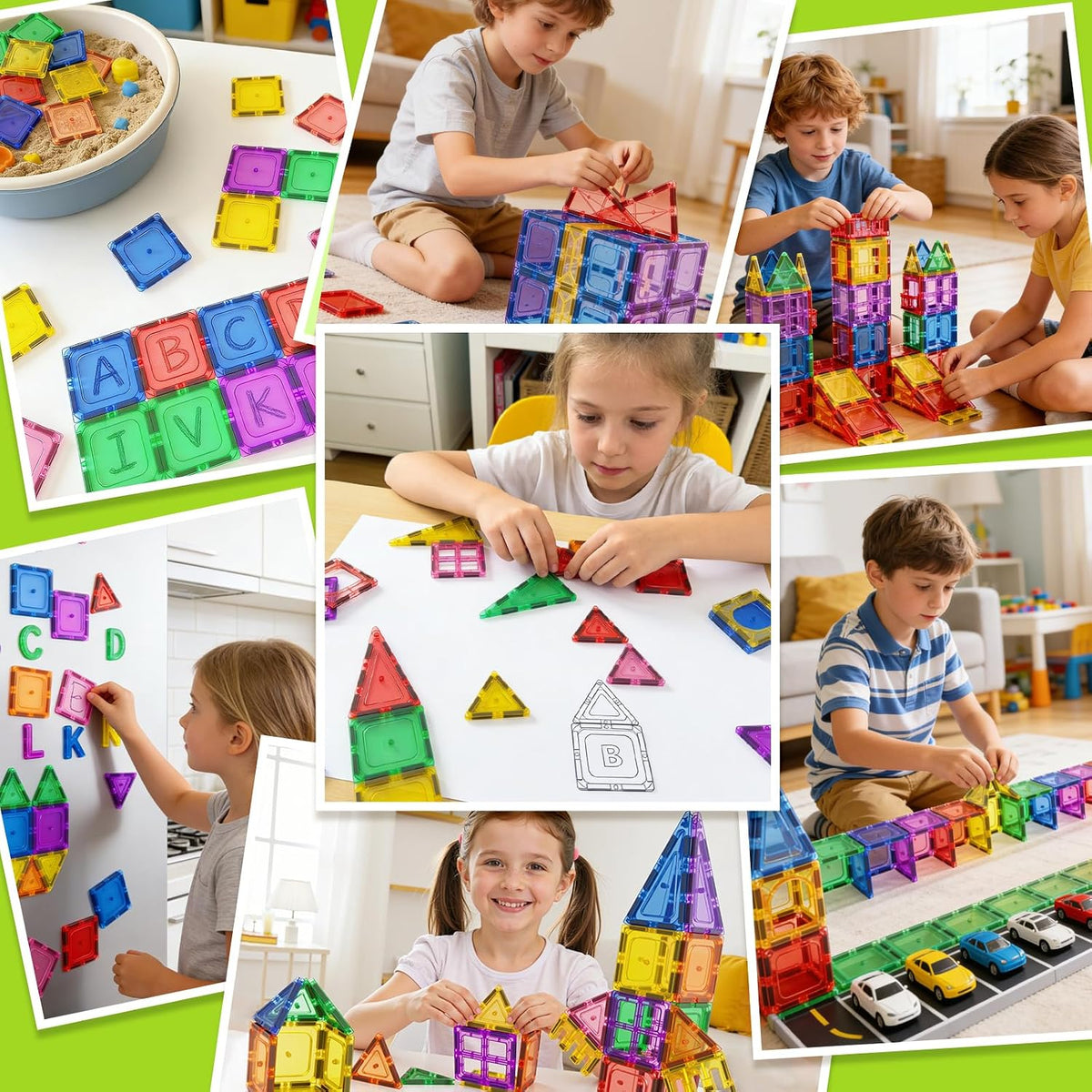 Coodoo Tiles Magnéticos para Niños Juguetes STEM Juguete Magnético de Construcción para Bebé Bloques Magnéticos para Desarrollo Preescolar Aprendizaje Sensorial Montessori Juguetes para Niños y Niñas de 3+ Años, Creatividad Segura para Niños Pequeños