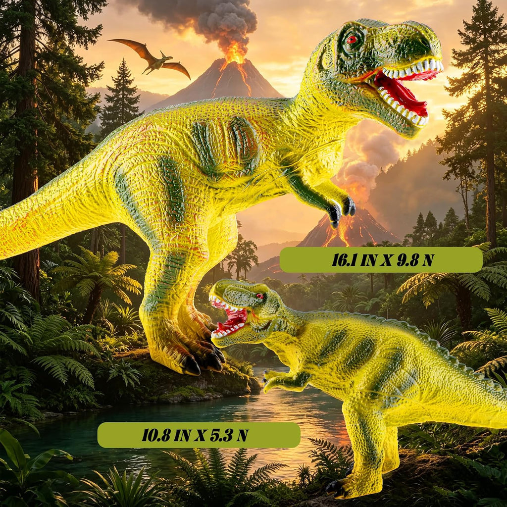 BABOY Figuras de juguete de dinosaurio T-Rex de goma suave, interior relleno de algodón PP, diseño realista, materiales seguros, resistente a caídas y golpes, juguete suave de alta resistencia para