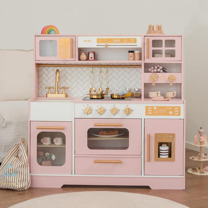 Cocina de Juguete de Madera Rosa para Niños - Electrodomésticos Rea...