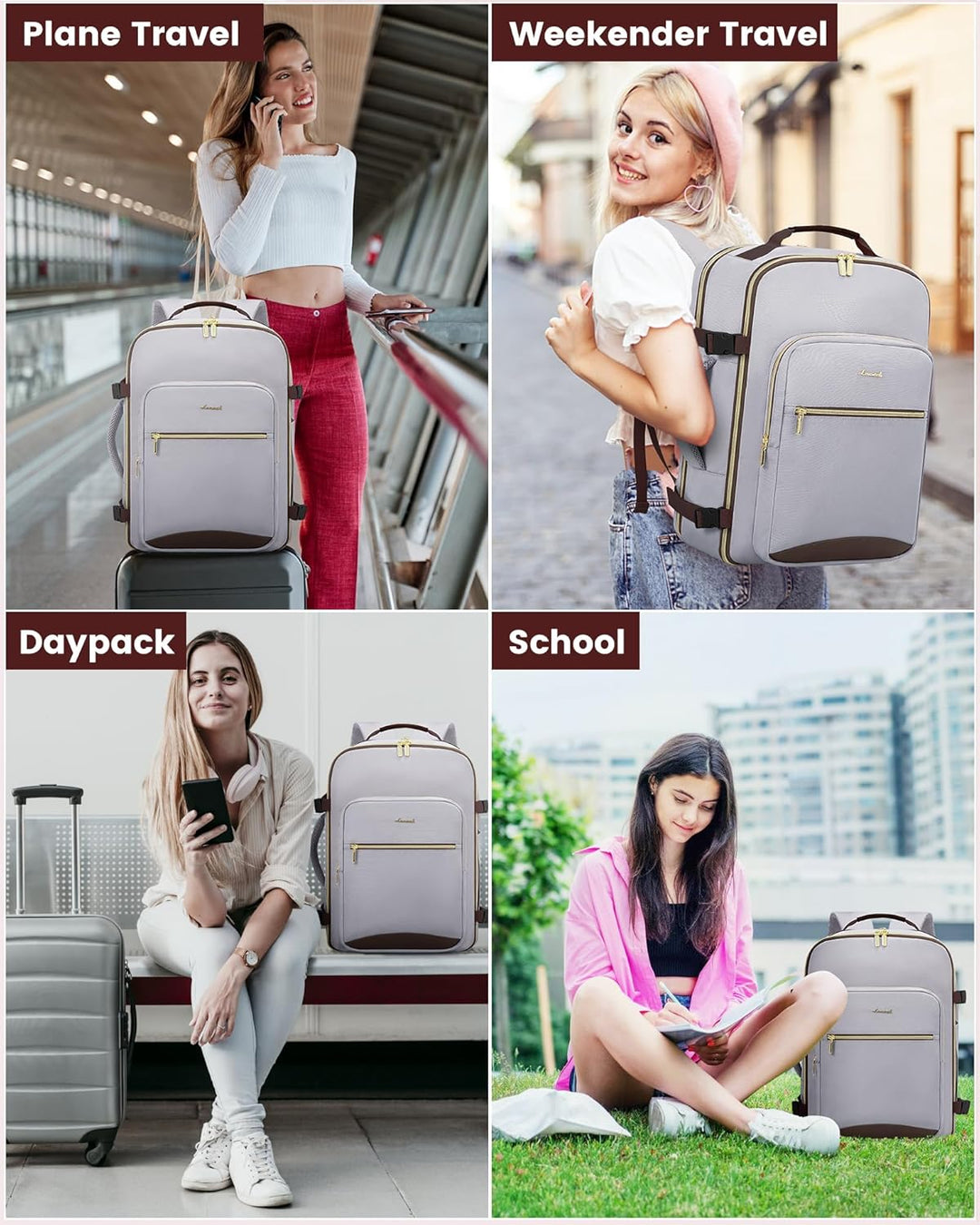 LOVEVOOK Mochila de viaje para mujeres y hombres, 40L, aprobada por...