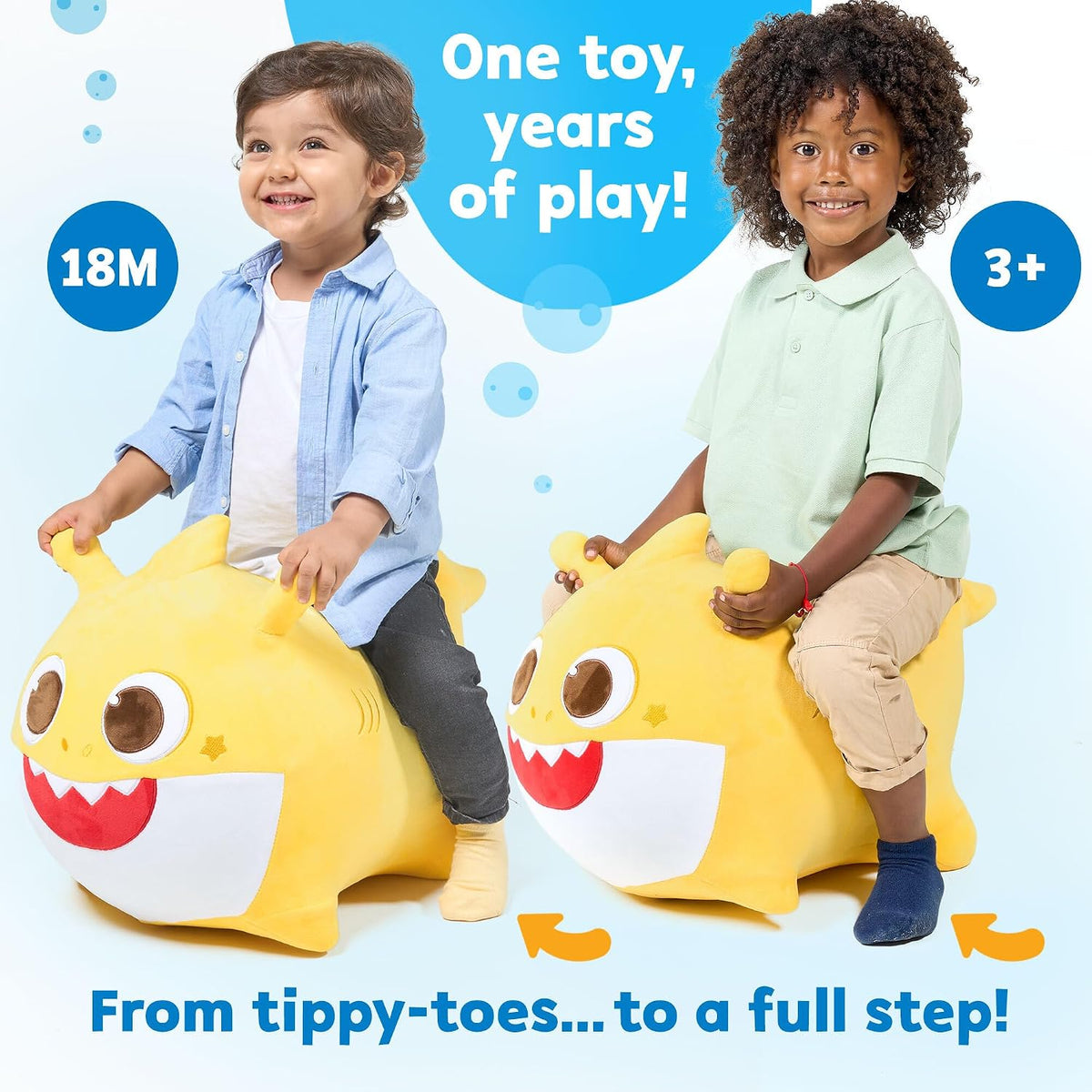 JITTERYGIT Baby Shark Pinkfong - Juguete musical oficial de peluche con forma de tolva animal, juguete inflable para llevar, regalo de cumpleaños para niños y niños pequeños (niños y niñas) a partir