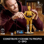 LEGO Star Wars C-3PO Figura de droide construible, modelo de construcción y exhibición con minifigura C-3PO, coleccionable de Star Wars para decoración del hogar u oficina, idea de regalo nostálgica para adultos, fanáticos o coleccionistas, 75398