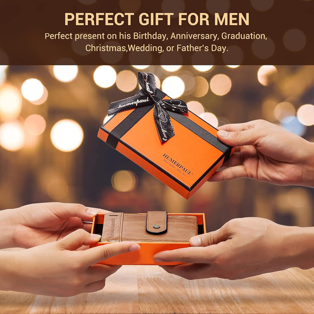 gzcz Billeteras de cadena RFID para hombre, cartera de cuero genuin...