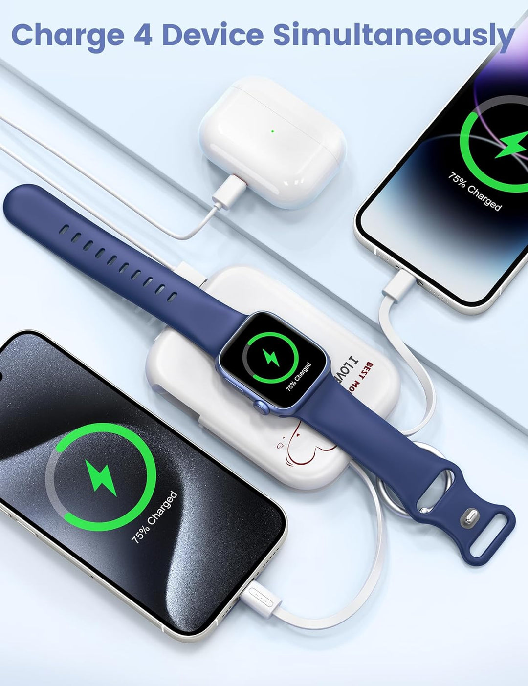 RORRY Cargador portátil, batería externa de 5000 mAh con cables int...