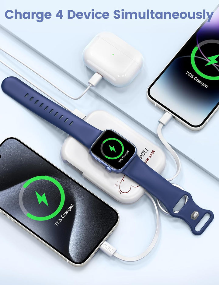 RORRY Cargador portátil, batería externa de 5000 mAh con cables int...